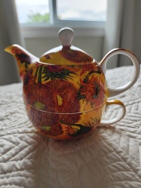 Van Gogh SUNFLOWERS Tea For One Teapot & Cup McIntosh Fine Bone China Yellow